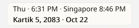 The MitiBar floating bar showing the weekday, time and BS date